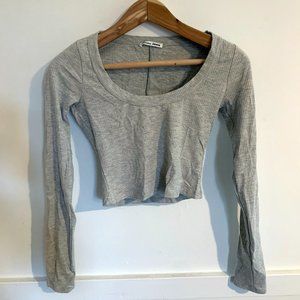 Reformation Paige Top - Long Sleeve Knit - Scoop Neck Crop Top - Grey - Unworn.
